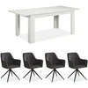 Homestyle4U Valgomojo stalas ir kėdžių komplektas, 160.5x90.5x76.5 cm, balta, pilka, juoda