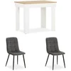 Homestyle4U Valgomojo stalo komplektas, 90x60x73 cm, balta, ruda, pilka