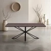 Homestyle4U Valgomojo stalas, 200x100x76 cm, rudas, juodas
