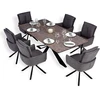 Homestyle4U Valgomojo stalas ir kėdžių komplektas, 200x100x93.5 cm, ruda, juoda, pilka