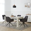 Homestyle4U Valgomojo stalas ir kėdžių komplektas, 160.5x90.5x76.5 cm, balta, pilka, juoda