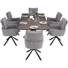 Homestyle4U Valgomojo stalas ir kėdžių komplektas, 200x100x93,5 cm, ruda juoda pilka