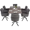 Homestyle4U Valgomojo stalas ir kėdžių komplektas, 200x100x93.5 cm, ruda, juoda, pilka