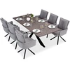 Homestyle4U Valgomojo stalas ir kėdžių komplektas, 200x100x93,5 cm, ruda juoda pilka