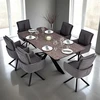 Homestyle4U Valgomojo stalas ir kėdžių komplektas, 200x100x93.5 cm, ruda, juoda, pilka