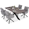 Homestyle4U Valgomojo stalas su kėdėmis, 200x100x76 cm, ruda, juoda, pilka