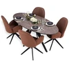 Homestyle4U Valgomojo stalas su kėdėmis, 200x95x76 cm, ruda, juoda