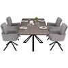 Homestyle4U Valgomojo stalas su kėdėmis, 200x100x76 cm, ruda, juoda, pilka