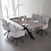 Homestyle4U Valgomojo stalas su kėdėmis, 200x100x76 cm, ruda, juoda, pilka