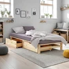 Homestyle4U Viengulė lova, 90x28x200 cm, ruda