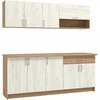 Homestyle4U Virtuvės spintelių komplektas, 200x85.5x60 cm, balta ir ruda