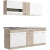 Homestyle4U Virtuvės spintelių komplektas, 200x60x206.5 cm, balta, ruda