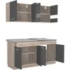Homestyle4U Virtuvės spintelių komplektas, 160x60x206,5 cm, pilka