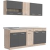 Homestyle4U Virtuvės spintelių komplektas, 200x60x206.5 cm, pilka, ruda