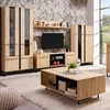 Homestyle4U Vitrina, 84,5x153x35 cm, ruda ir juoda