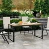 "Outsunny" sodo stalas 6 asmenims 160 x 80 cm oro sąlygoms atsparus balkono stalas su medžio išvaizdos lentjuostėmis, bufeto stalas metalinis kempingo stalas kiemo stalas lauko valgomojo stalas sode, terasos balkonas tikmedžio stalas