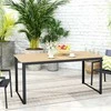 "Outsunny" sodo stalas 6 asmenims 160 x 80 cm oro sąlygoms atsparus balkono stalas su medžio išvaizdos lentjuostėmis, bufeto stalas metalinis kempingo stalas kiemo stalas lauko valgomojo stalas sode, terasos balkonas tikmedžio stalas