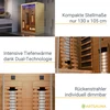 Juskys Infraraudonųjų spindulių kabina Kiruna130 Premium Dviguba technologija Hemlock mediena