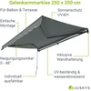 Juskys Ištraukiamas markizės stogelis 250x200 cm pilkas