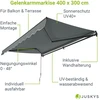 Juskys Ištraukiamas markizės stogelis 400x300 cm pilkas