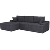 Juskys Kampinė sofa Coredo Cord 250x56x155 cm tamsiai pilka su pufu kairėje