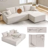 Juskys Kampinė sofa Coredo su pufiku dešinėje 250x56x155 cm kreminė