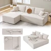 Juskys Kampinė sofa Coredo su pufu kairėje, smėlio spalvos