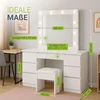 Juskys Komedonas Homestar Talea su LED ir taburete Melly 110x40x141 cm baltas