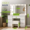 Juskys Komedonas Lilia su LED ir taburetė Melly 108x41x140 cm balta