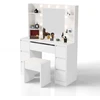 Juskys Komedonas Malia su LED ir taburetė Melly 107x40x140 cm balta