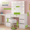 Juskys Kosmetinis staliukas Talea su LED ir taburetė Tonia 110x40x141 cm balta