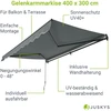 Juskys Ištraukiamas markizės stogelis 400x300 cm pilkas