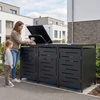 Juskys Metalinis ratinis šiukšlių dėžės dėžė Arel 3 konteineriai 136x120x80 cm antracito spalvos