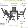 Lauko baldų komplektas Juskys Sodo baldų komplektas Milano 150x90x75 cm Tamsiai pilkas Aliuminis
