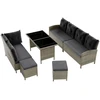 Lauko baldų komplektas Juskys Sodo baldų poilsio komplektas Manacor 228x178x80 cm Pilkas poliratanas