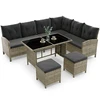 Lauko baldų komplektas Juskys Sodo baldų poilsio komplektas Manacor 228x178x80 cm Pilkas poliratanas
