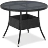 Juskys Sodo stalas Yoro 80x73 cm Juodas Poliratanas