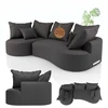 Juskys Sofa Tirano su kairiuoju pufu 300x83x155 cm tamsiai pilkas veliūras