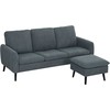 HOMCOM Kampinė sofa su miegamąja funkcija Sofa su kojūgaliais, 3 pagalvėlės, kampinė sofa L formos sofa svetainei, miegamajam 196 x 140 x 88 cm Pilka