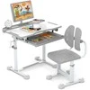 Kelioninis Promotions Vaikiškas mokymosi stalas ir kėdžių komplektas, 80x50x82-99 cm, pilkas