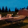 Outsunny sulankstoma kempingo lova, kelioninė lova su šonine kišene, čiužiniu, neslystanti, svečių lova, atlaikanti iki 150 kg, lauko, Oksfordo audinys, juoda, 190 x 67 x 37 cm