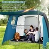 Outsunny Pripučiamas kempingo palapinė 3-6 asmenims lauko tunelinė palapinė su langais, durimis, grindų danga, laikymo krepšiu, oro atrama, šeimos palapine UV50+ oro palapinė 3 sezonams, atspari vėjui prabangi palapinė