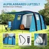 Outsunny Pripučiamas kempingo palapinė 3-6 asmenims lauko tunelinė palapinė su langais, durimis, grindų danga, laikymo krepšiu, oro atrama, šeimos palapine UV50+ oro palapinė 3 sezonams, atspari vėjui prabangi palapinė