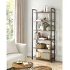 Songmics Vasagle 6 lygių knygų spinta 30 x 80 x 186 cm tamsiai riešutmedžio spalvos-juoda