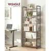 Songmics Vasagle 6 lygių knygų spinta 30 x 80 x 186 cm tamsiai riešutmedžio spalvos-juoda