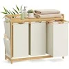 Songmics Skalbinių krepšelis 3 skyriai 3 x 50 L 94 x 33 x 78 cm kreminės baltos spalvos