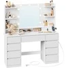 Songmics Kosmetinis staliukas su LED veidrodžiu ir spintelėmis 40 x 107 x 144 cm