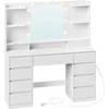 Songmics Kosmetinis staliukas su LED veidrodžiu ir spintelėmis 40 x 107 x 144 cm