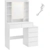 Songmics Vasagle Tualetinis staliukas su LED apšvietimu modernus debesų baltos spalvos