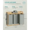 Songmics Skalbinių krepšelis 3 skyriai 3 x 50 L 94 x 33 x 78 cm pilka